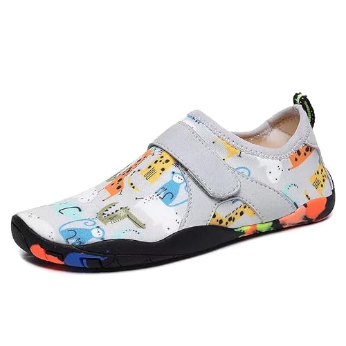 Boys Girls Fashion Cartoon Non Slip Soft Barefoot Shoes for Aqua Water Sport Driving Washing Car Beach Volleyball Boating Vacation Gray 1 Big Kid