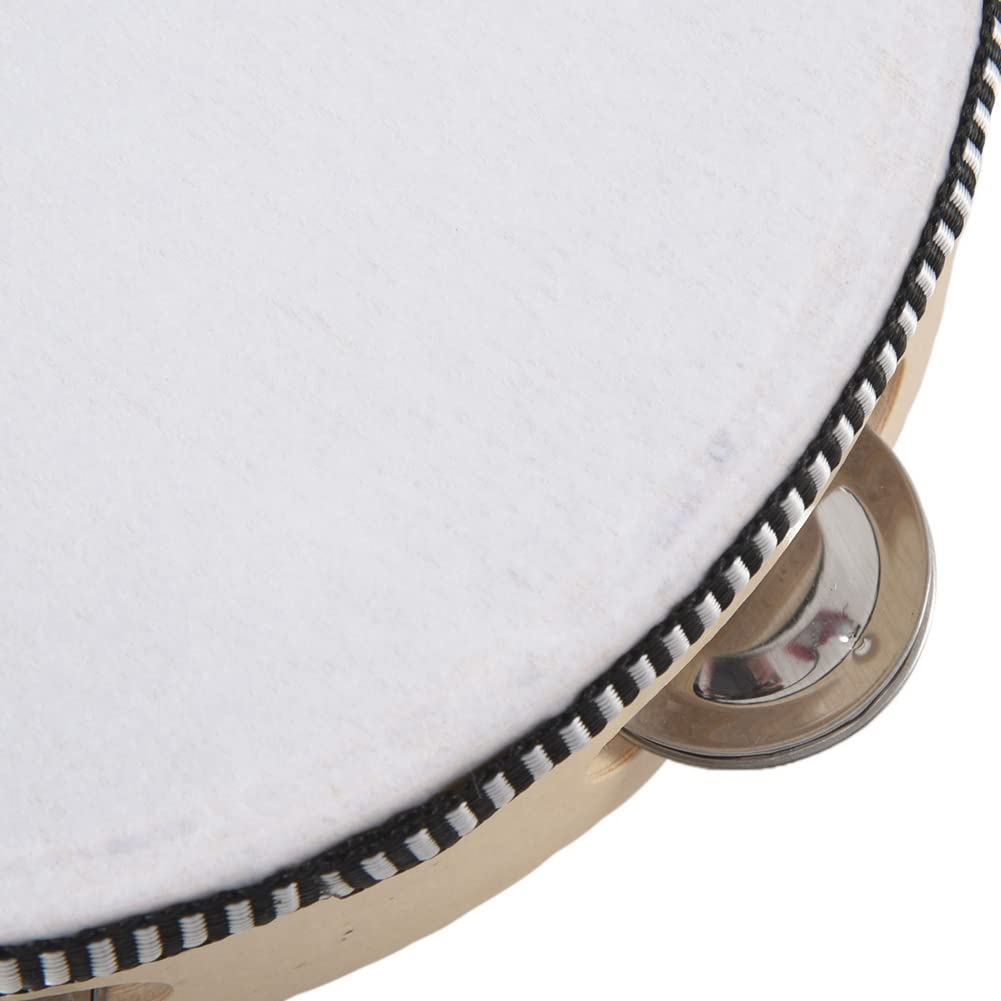 8X Tamburello Leggero in Legno con Pelle 8 Pollice 20cm