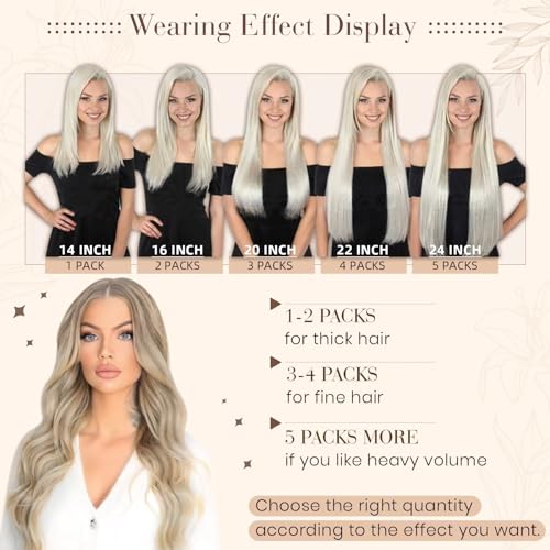 Hetto Tape in Hair Extensions Human Hair Golden Blonde Highlights 22 Inch, Invisible Tape in Human Hair - Image 4