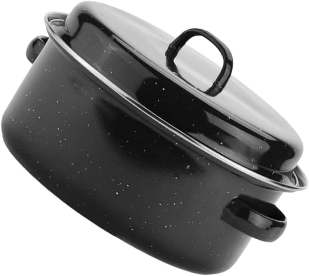 Black Enamel with Binaural Handles Roasting Pan for Kitchen Cooking