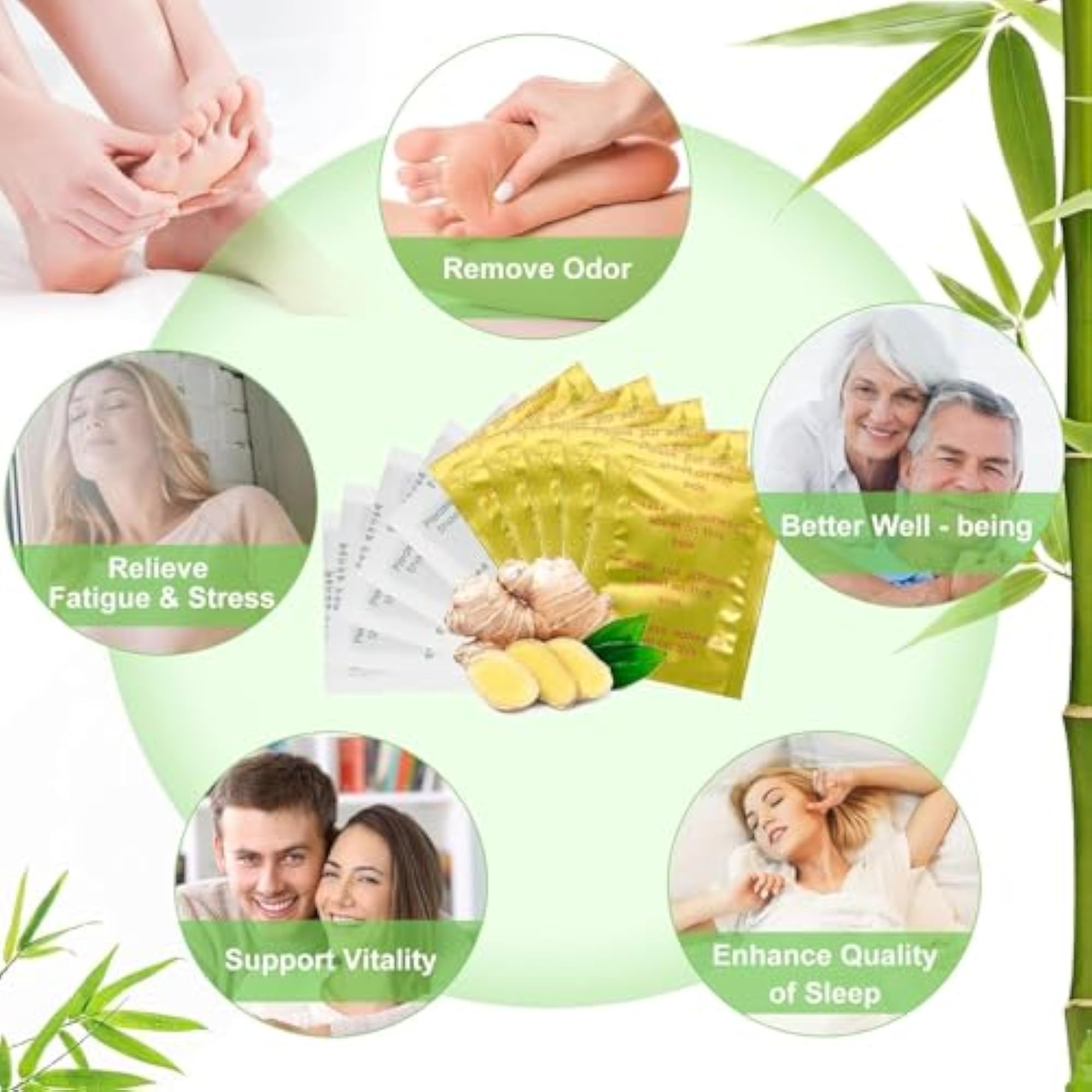 Detox Foot Patches, Organic Ginger Adhesive (10 Pack)