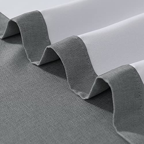 Vangao Curtains for Bedroom, Linen Textured Curtains 72 Inch Length 2 Panels Set, Room Darkening Drapes for Living Room, Grommet Top Window Treatments, Grey