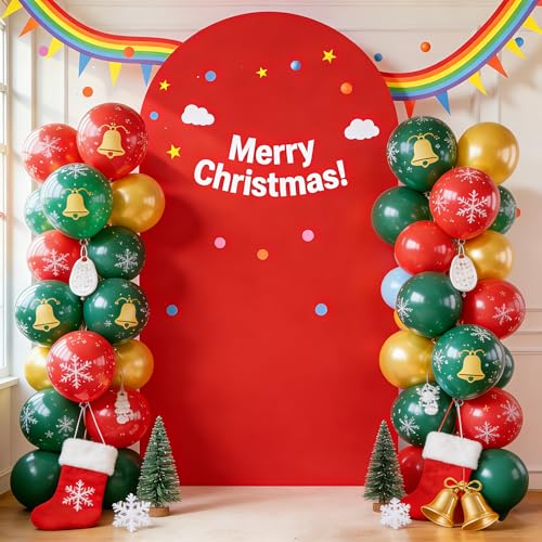 Image of 6.6FT Red Arch Backdrop Cover, Spandex Fitted Wedding Arch Stand Covers 2-Sided Round Top Chiara Stretchy Arch Backdrop Cover for Valentines Wedding Birthday Party Baby Shower Banquet Decoration
