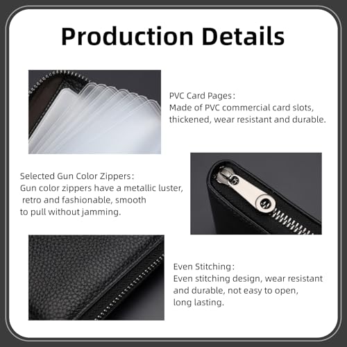 Men’s Black Zipper Card Case 20 Card Slots, Document Card Holder for ID, Credit Cards, Business Cards4