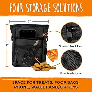 Mighty Paw Dog Treat Pouch 2.0 – Quick Access To Your Pup’s Treats – Closes Easy To Prevent Spills – Built-In Poop Bag Holder – Space For Treats Poop Bags Phone Wallet & Keys – Attach To Belt Or Pants