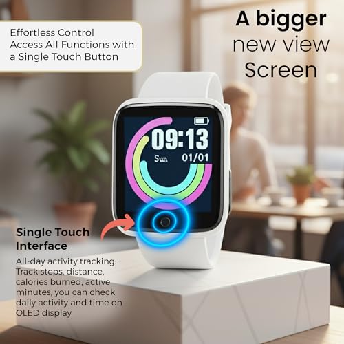 Image of Bouncefit D20 Y68 Fitness Band Smart Watch for Men, Women, Boys, Girls, Kids - Single Touch Interface, Water Resistant, Workout Mode, Quick Charge Sports Smartwatch - White (FFF)