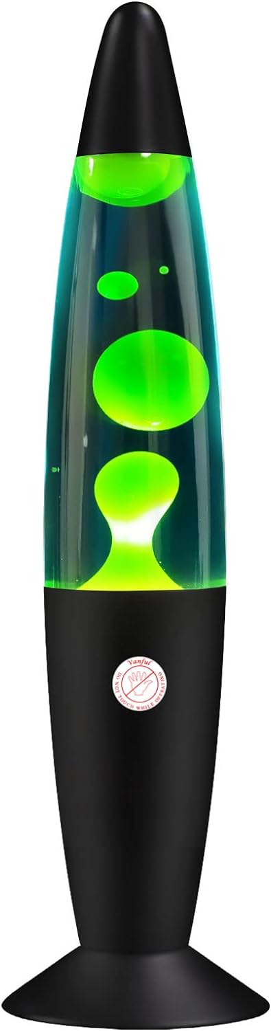 Green Magma Motion Lamp with Yellow Wax Flow in Blue Liquid for Kids Boys Girls Night Light for Home Room Office Decor Glitter Lamps Great Christmas Thanksgiving Day Present for Adults Blue Yellow 13"