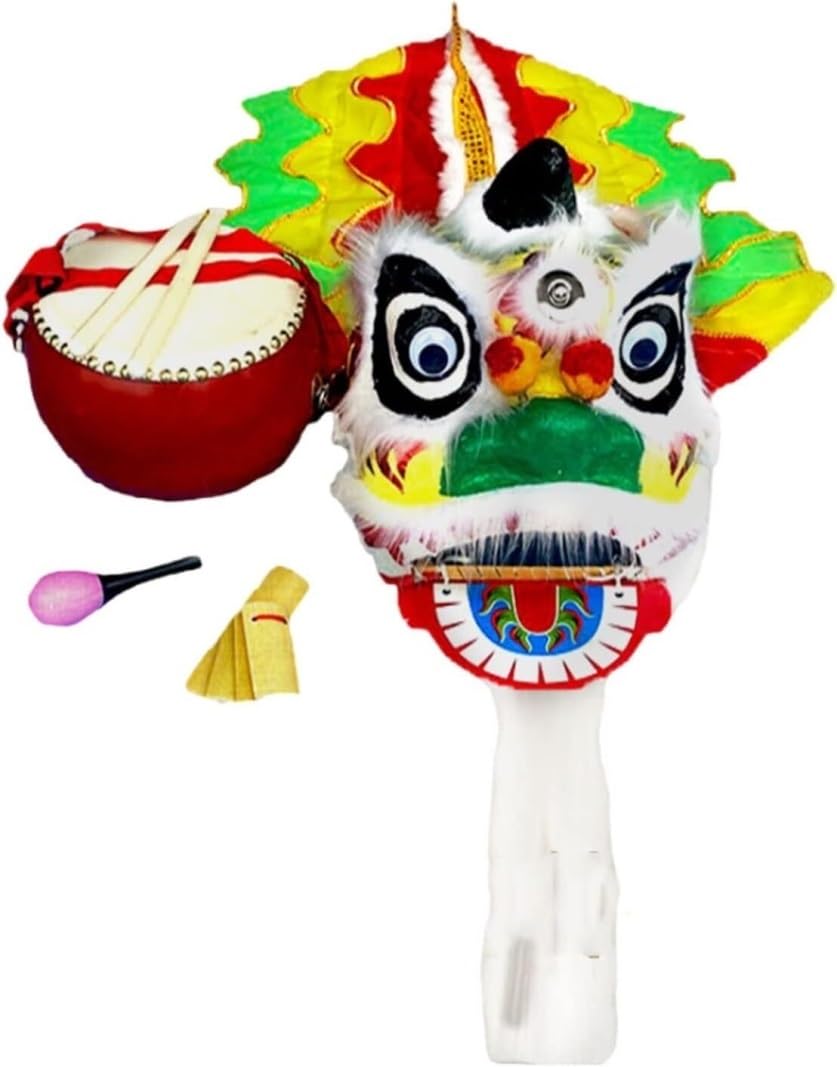 Drago Cinese per Feste Testa di Danza del Leone Drago Cinese, Vestito da 8 Pollici Puntelli per Spettacoli Popolari Gong E Artigianato Tamburi Feste Cinesi in Italia(White)