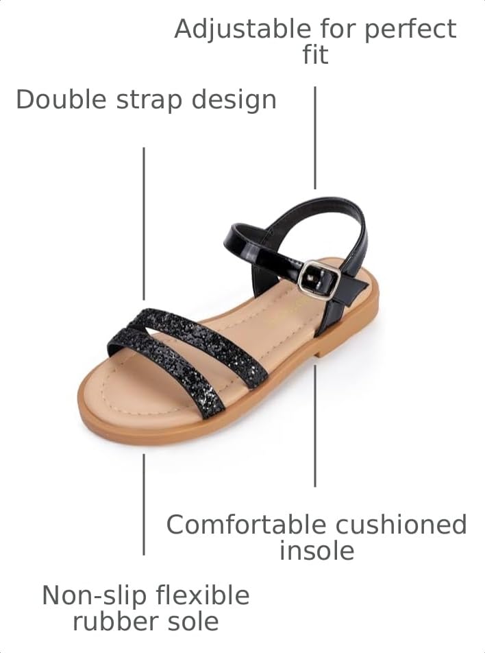 Image of PANDNAINJIA Girls Sandals Open Toe Toddler Kids Dress Summer Shoes | Open Toe Girl Sandals, Hook and Loop, Comfortable Insole, Classic Style, Flower Girl Wedding Party Daily Shoes