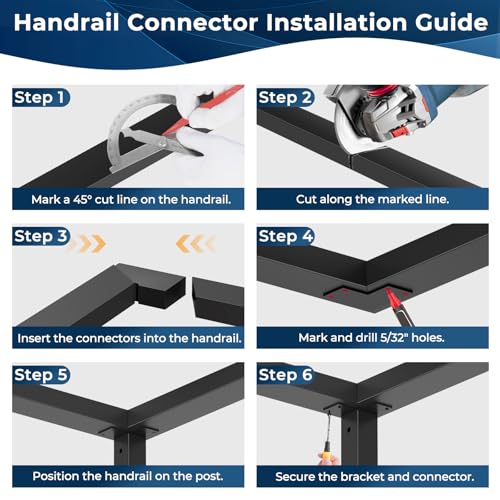 Image of 1 Pack Corner Connector for Stainless Steel Handrail, 90 Degree Hand Rail Accessories for Top Handrail Railing, High Strength POM Connecting Block Fitting for Corner Deck Railing System