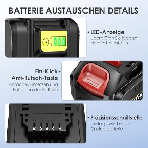 Batterie pour Dewalt DCB204 Li-ion compatible DCB205 DCB206 avec chargeur DCB112
