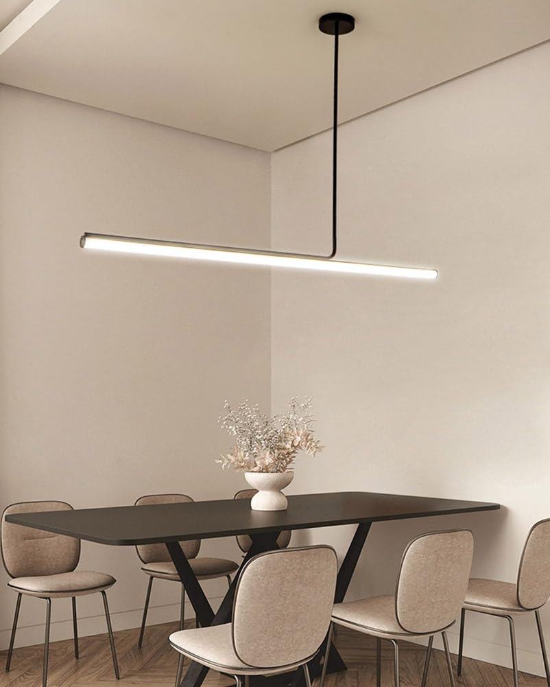 Lampada a Sospensione a LED da 40 W, Moderna, dimmerabile, per Tavolo da Pranzo, con Telecomando, Design lineare, Lampada a Sospensione per Soggiorno, Ufficio, Cucina, Isola, Ristorante