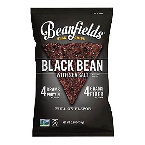 Beanfields Bean Chips, High Protein and Fiber, Gluten Free, Vegan Snack, Black Bean (Black Bean, 5.5 Ounce (Pack of 12))