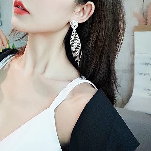 Crystal Danglers Earrings Long Chain Dangler For Anniversary