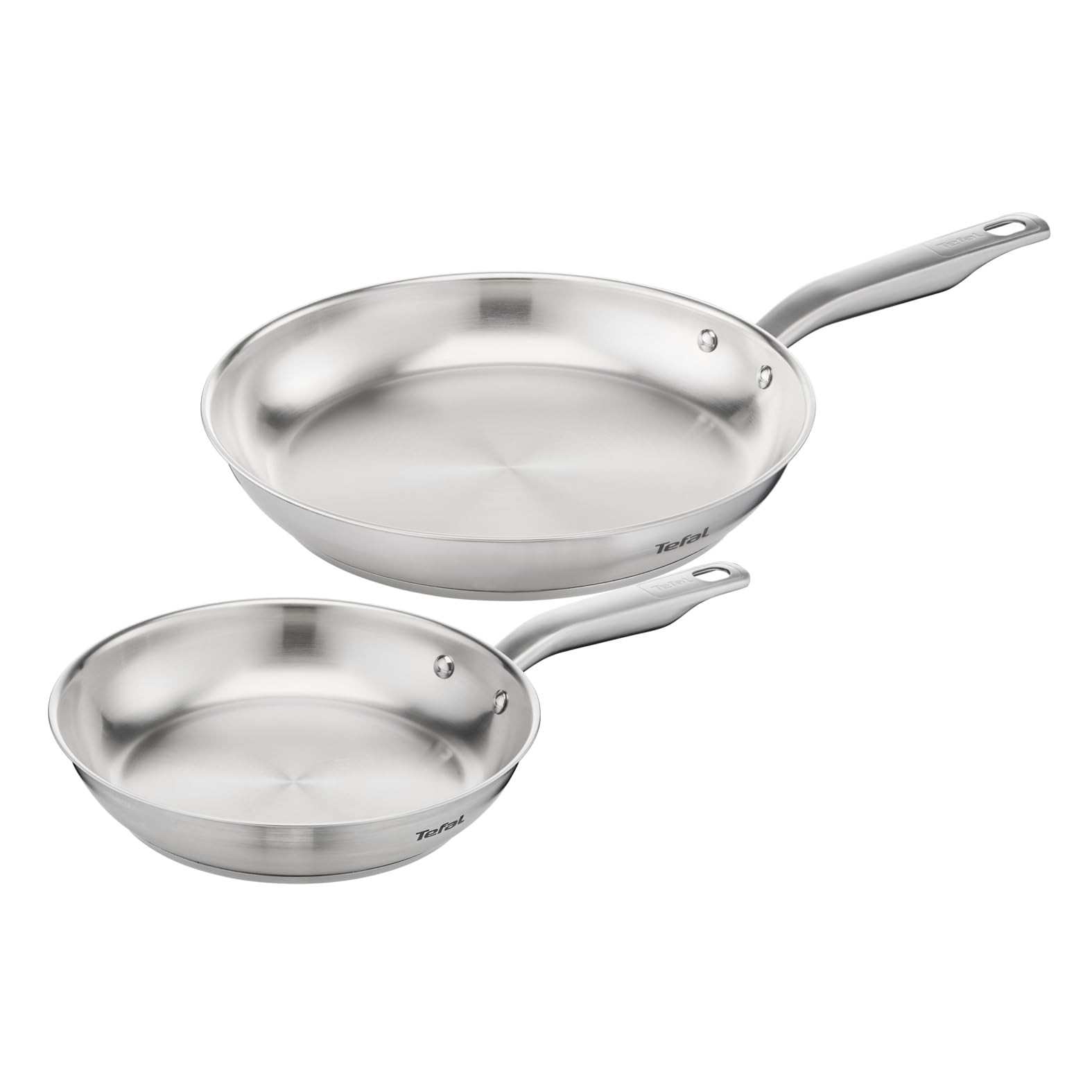 Tefal Virtuoso 2-teiliges Pfannenset 24 + 28 cm, Pfannen Induktion, hochwertiger Premium-Edelstahl, unversiegelt, für alle Herdarten geeignet, backofengeeignet bis zu 250°C, E492S2