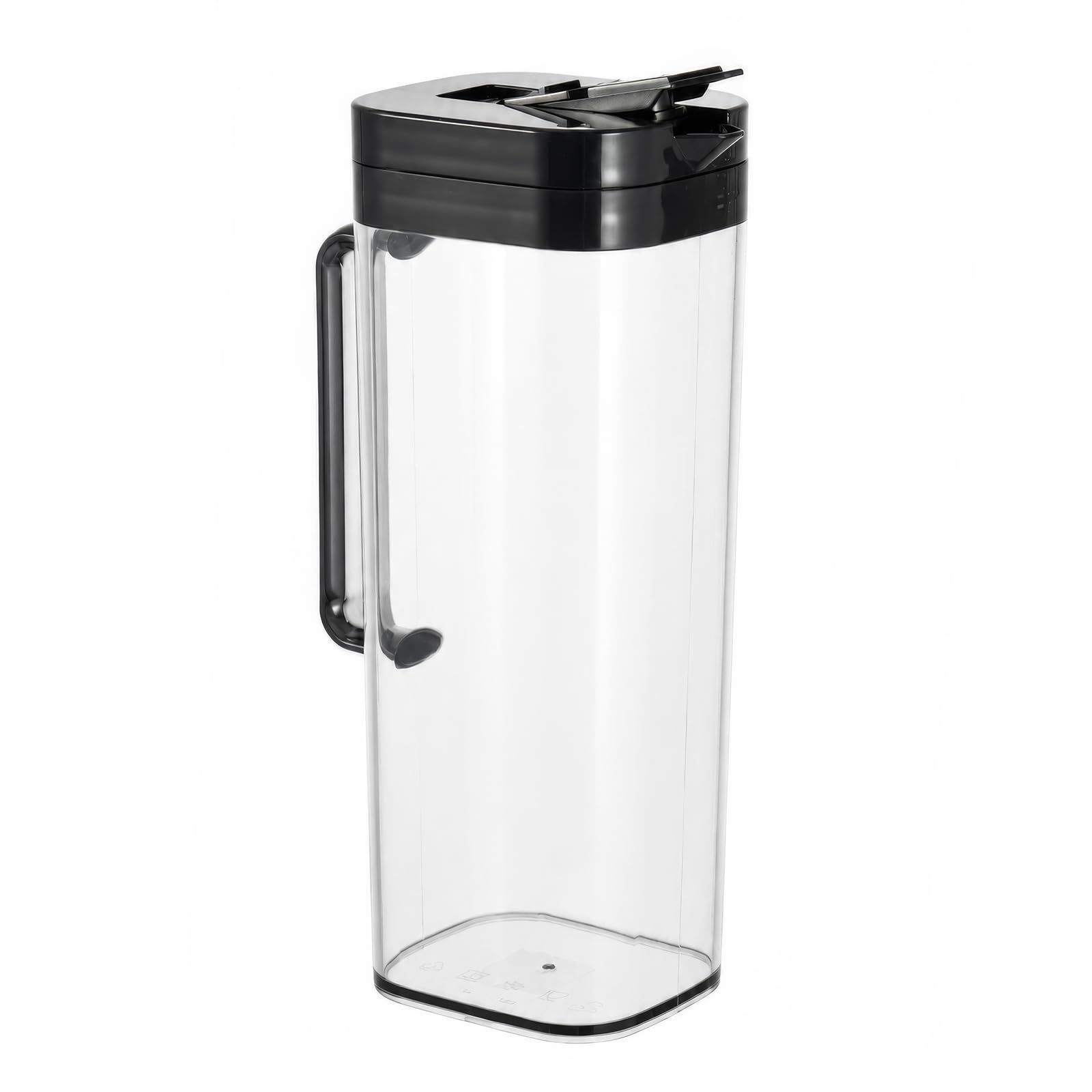 EVERGOODS 2L Fridge Door Water Pitcher with Lid – Leakproof Plastic Cold Water Jug with Flip-Top & Handle, Space-Saving Square Juice Dispenser for Iced Tea, Juice, Coffee (Black)