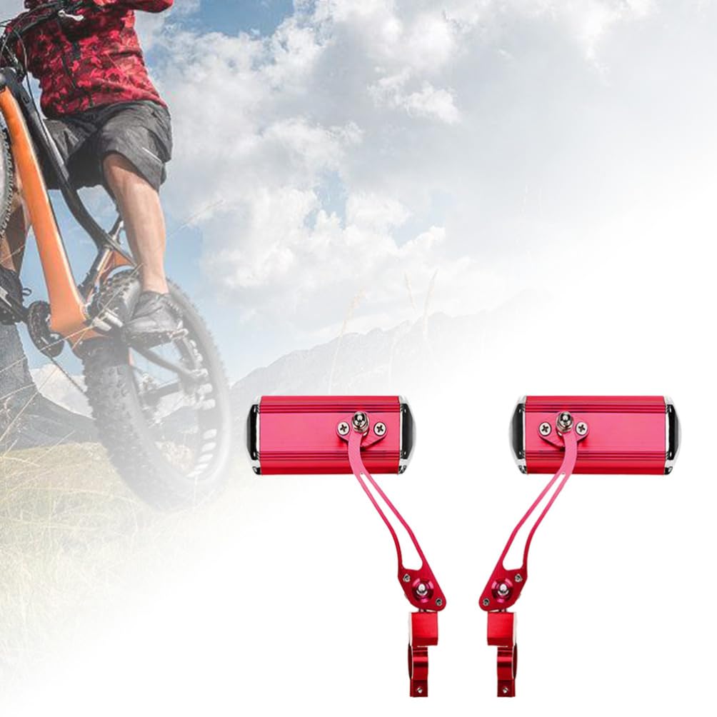 Yardwe Coppia di Specchietti Retrovisori per Bicicletta a 360° Girevoli Compatti Rossi Catarifrangenti per Bicicletta Specchietti Retrovisori per