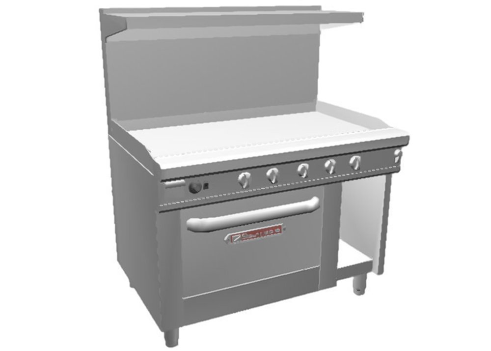 Southbend 48" Ultimate Restaurant Gas Range w/ 48" Thermostatic Griddle by Imperial – 35.0 quarts, Stainless Steel, Stainless-Steel, Model 448AC-4T