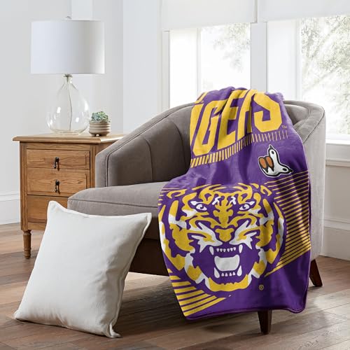 LSU Tigers 60" x 80" NCAA Officially Licensed Fleece Blanket – Oversized Ultra-Soft Bed or Couch Blanket for Dorms, TV Nights, Tailgating & College Fan Gifts