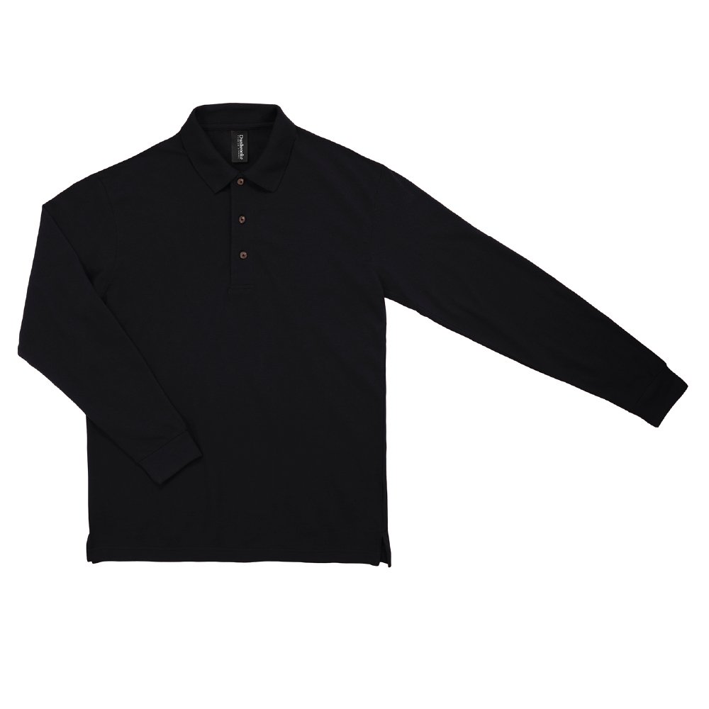 dunbrookeMen's Long Sleeve Superior Polo, Black, 3X-Large