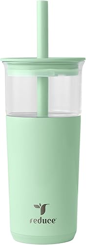 Miniatura 11 de REDUCE Aspen - Vaso térmico de vidrio con aislamiento al vacío de 20 onzas con tapa y pajita extra ancha, mantiene las bebidas frías durante 12