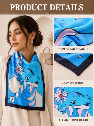 Image of Ravaiyaa - Attitude is everything Women Printed Silk Bandana 21 x 21 Inch Square Headband & Hair Wrap, Soft & Versatile | Fashion Neck Wrap