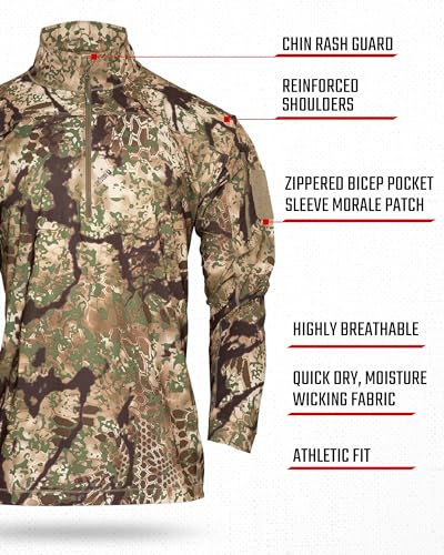 Kryptek Men's Valhalla 2 Long Sleeve Half Zip, Lightweight Camo Hunting Shirt3