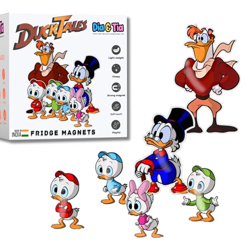 Image of Dia and Tia - Premium Fridge Magnets -Handmade in India for Office, Kitchen, refrigirators, Magnetic Boards -Motivational Quotes, Indian Culture, Gamers, Cute Cartoons, Decor (Cartoon - Ducktales)