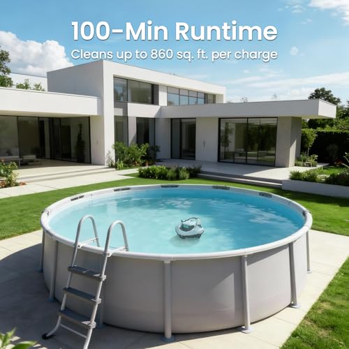 Image of (2026 Upgrade) AIPER Seagull SE Cordless Robotic Pool Cleaner with 100 Mins Runtime, Powerful 1320GPH Suction,Smart Self-Parking, Pool Vacuum for Above Ground Pools up to 860 Sq.ft, Snow White & Cyan