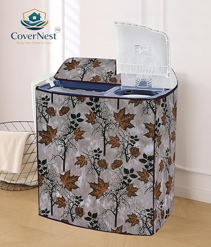 Image of Covernest Semi Automatic Washing Machine Cover, Dustproof, Compatible with 6 Kg -7.5 Kg Washing Machines (WMC-BROWN JHAD SEMI)
