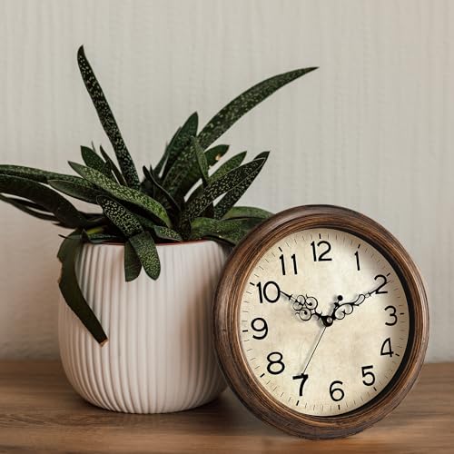 Image of KECYET 12 Inch Silent Wall Clocks Battery Operated Retro Wall Clock Antique Clock Vintage Decorative for Kitchen Living Room School Bedroom(Gold)