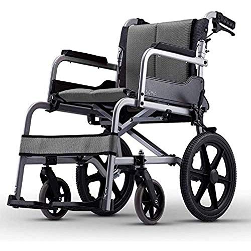 Rollstühle Klappbare Rollstühle mit Begleitperson und klappbarer Rückenlehne, tragbare klappbare Rollstühle Rahmen aus Aluminiumlegierung Kompakter Mobilitätshilfe-Rollstuhl (graues kleines Cover