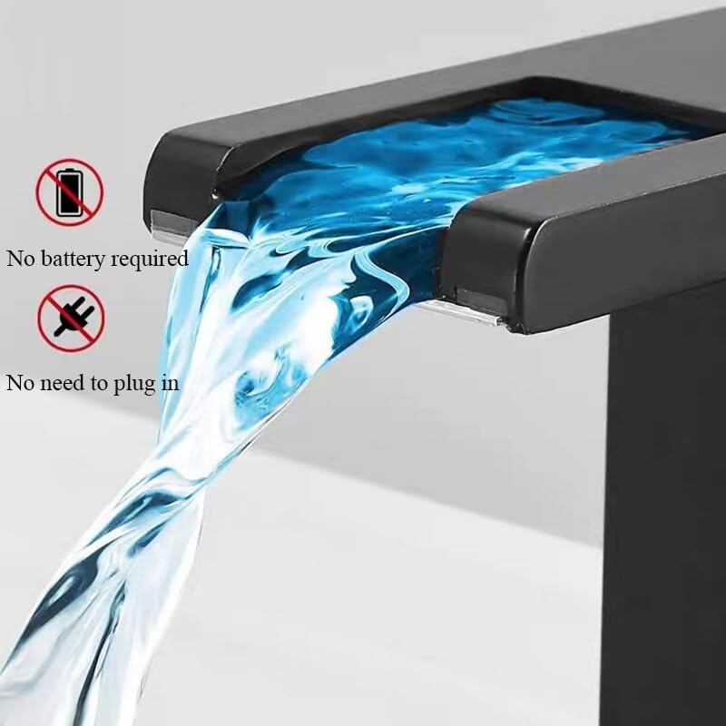 Robinet de lavabo cascade lumineux avec mitigeur eau chaude et froide - 4