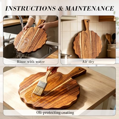 Set 2 tablas de cortar madera acacia con mango miniatura 7