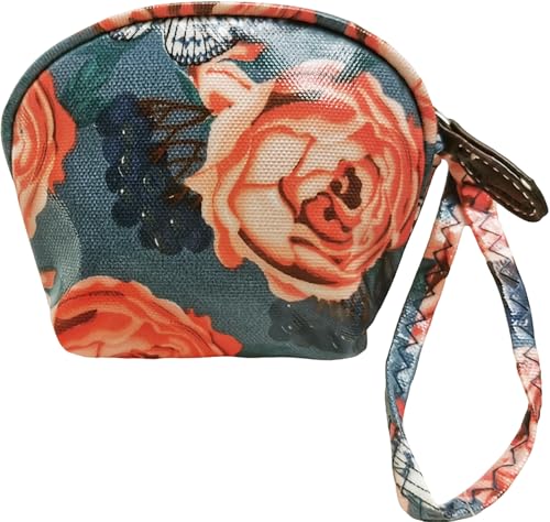 Printed Nylon Wristlet Coin Purse Small Zipper Pouch for Makeup Accessories Daily Essentials Compact Change Wallet with Strap for Women (Style 1)2