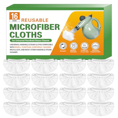 Image of Snowlily 16 Pack Reusable Microfiber Cloths for Handheld Steam Cleaner, Universal & Washable Steam Cleaner Pads, Compatible with Bissell Steam Shot, Wagner, McCulloch, PurSteam, Comforday and More