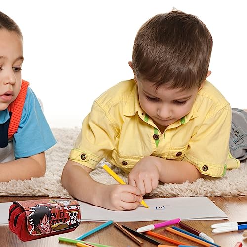 Image of Fancyku One Piece Pencil Case, Anime Pencil Pouch, Cartoon Prints Pen Pouch, Large Capacity PU Pen Bag Stationery Organizer, Students Gift Children's Day Gift School Gifts