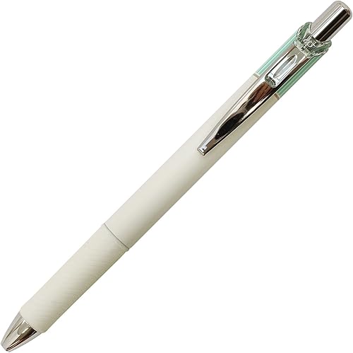 Pentel EnerGel Clena - Bolígrafo retráctil de gel líquido, punta de aguja micro fina de 0.012 in, tinta negra, cuerpo verde menta (BLN73LK-A)
