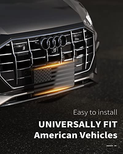 Aujen American Flag License Plate - Great American Flag Motif Embossed License Plate, Fits Standard Frames, Covers, Holders - Easy To Install Car Plate For Cars/Trucks/Sedans/Suvs/Rvs, Black (1 Pack) #TOP3