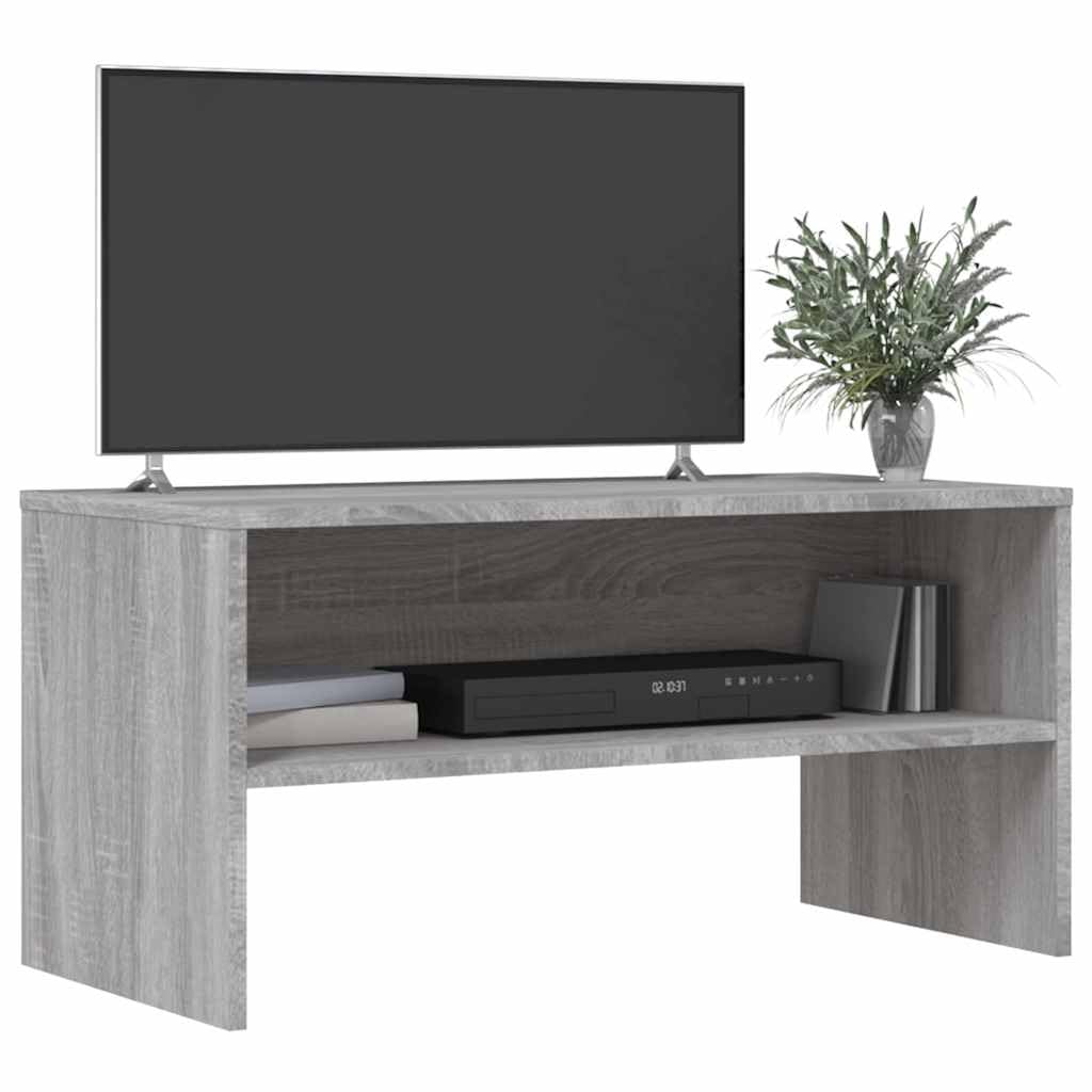 Mobile per TV grigio Sonoma, 80 x 40 x 40 cm, con scomparto aperto, spazio per soggiorno, camera da letto, home theater, come mobile basso, credenza