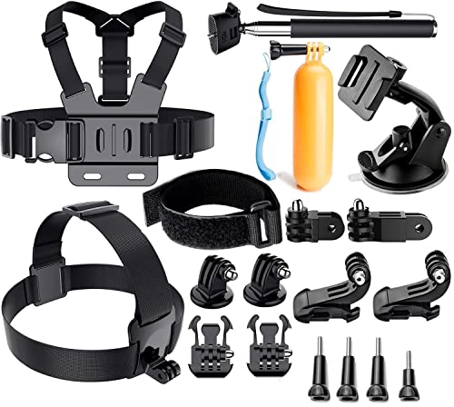 Image of Action Pro Accessories Kit Compatible with GoPro-13 /12 /11 /10 /9 /8 /7 /6 /5 /4 /3+ Session Accessory Bundle Set for Action Camera SJ4000 /SJ5000 /SJ6 /Xiaomi /Yi-Flotation Handle+Head Strap+Chest Strap