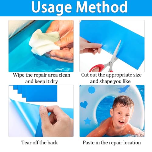 Selbstklebende Reparaturflicken Pool, 20 Stück Wasserfeste Reparatur Patch Tape PVC Pool Reparaturset, Selbstklebend Unterwasser Reparatur Pool Flicken für Wasserbett Schwimmbäder Aufblasbares Boot