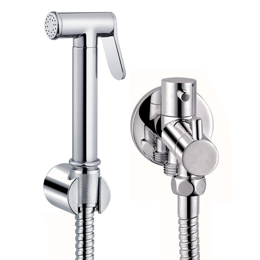 Kibath 414151 higiene íntima con instalación sin Obra sustituto del Bidet. Grifo para WC. Sólo Agua fría, Cromo Brillo