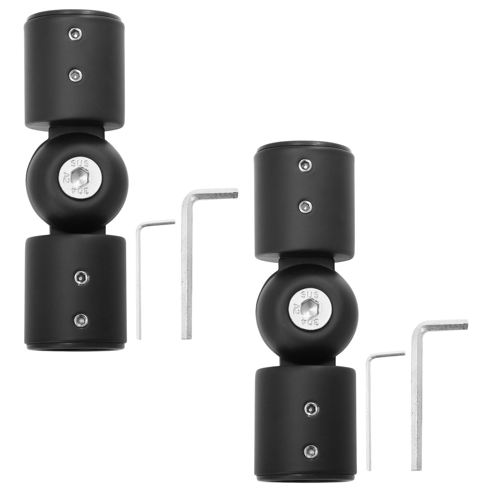 TOYANDONA Juego de 2 Conectores de Codo Ajustable de Acero Inoxidable para Barra de Cortina, Bisagras y Estructura Tubular Redonda para Conexión de Vidrio de Ducha y Ventanas