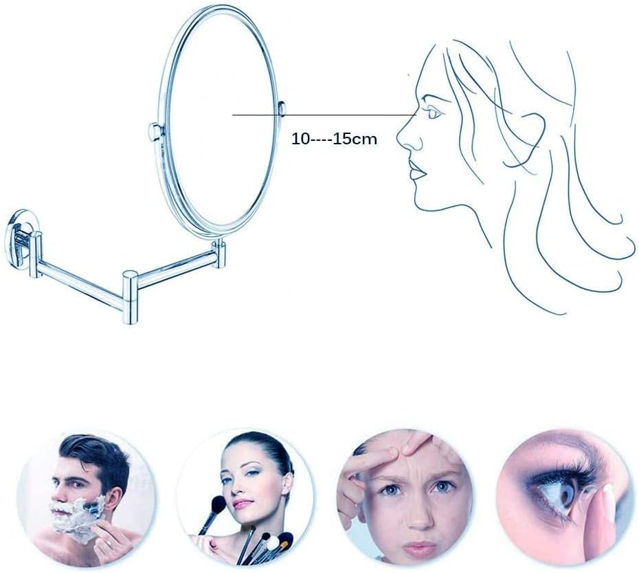 Miniatura 3 de Vanity Mirror 8 Inch Double Sided Wall Mount Makeup Mirror with 10X Magnification, Two-Sided 360Swivel Extendable Cosmetic Mirror Bathroom Shaving