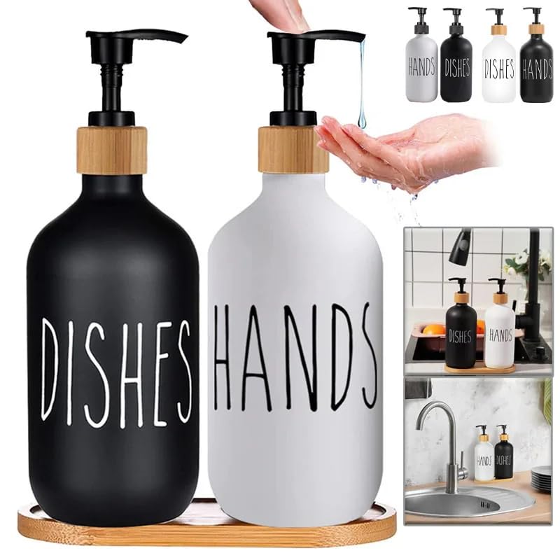 Set di Dispenser di sapone per piatti e mani da cucina con vassoio decorazione per la casa bottiglia di sapone liquido da bagno per cucina