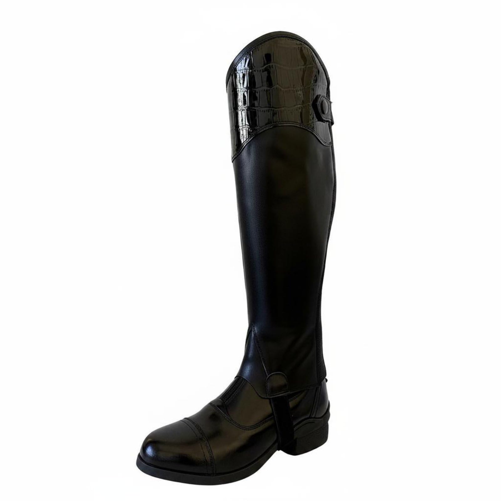 Paragambe Equestri Bambini Paragambe Stivali Mezza Gamba Protezioni Cavallo in Pelle Pu con Pannelli Elastici E Chiusura a Zip Adatti a Equitazione, XXL, Adulto