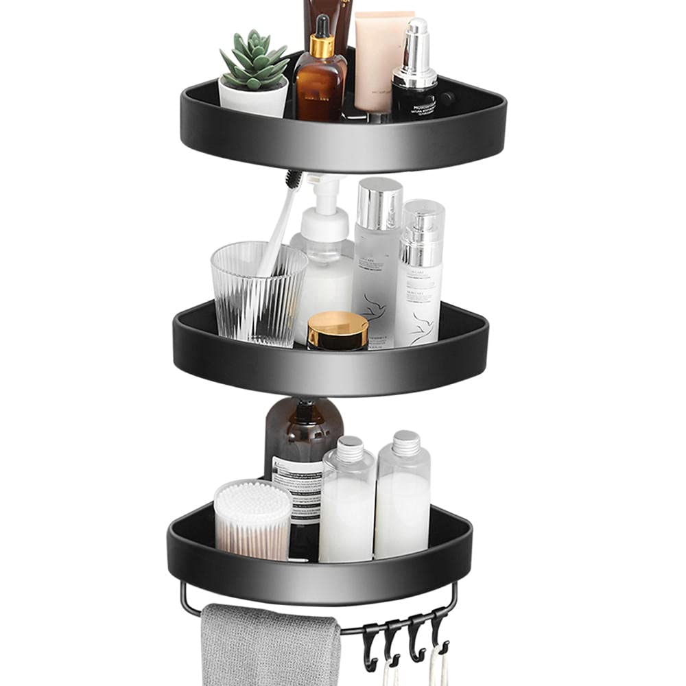 ZTIMEEBL Shower Caddy Black Caddie Adhesive Organizer Corner Wall Mounted No Drilling for Bathroom Kitchen-B3 Layer B3 Layer