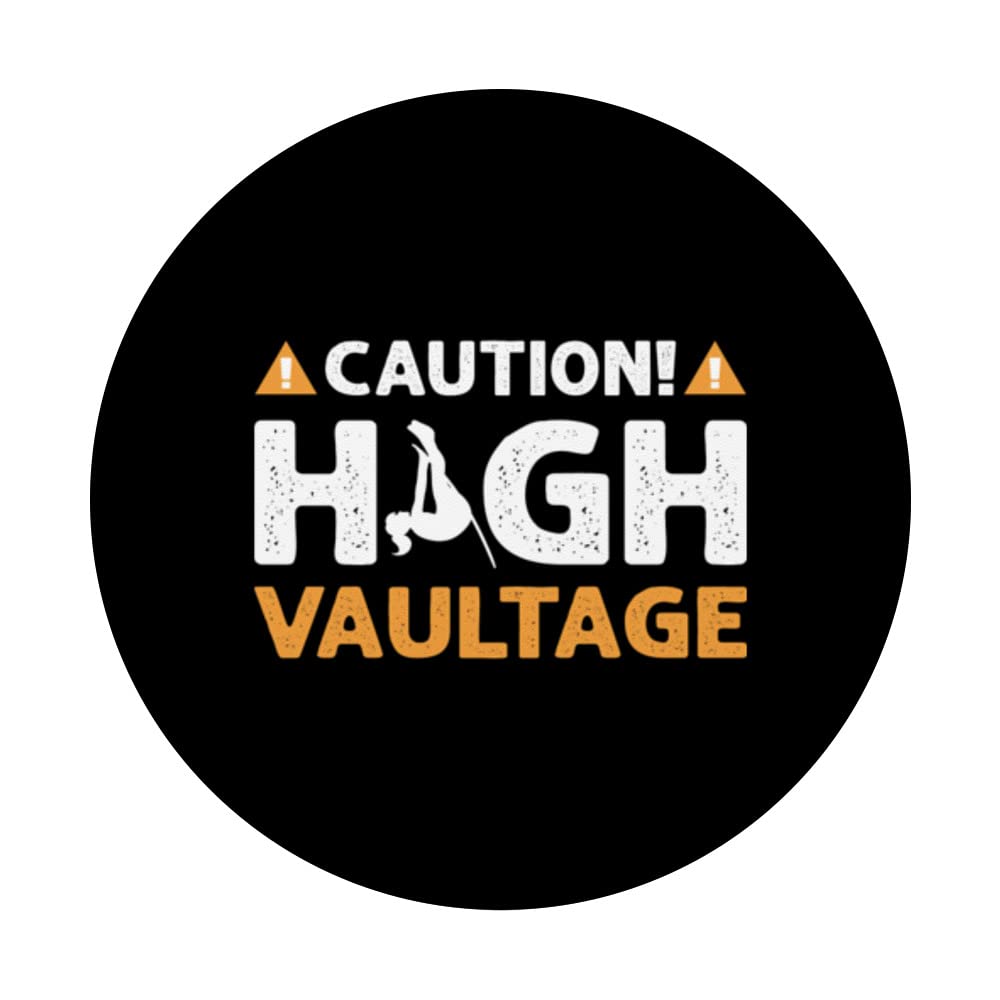 Caution! High Vaultage! Pole Jumping. Pole Vault PopSockets Swappable PopGrip, Black - Image 3