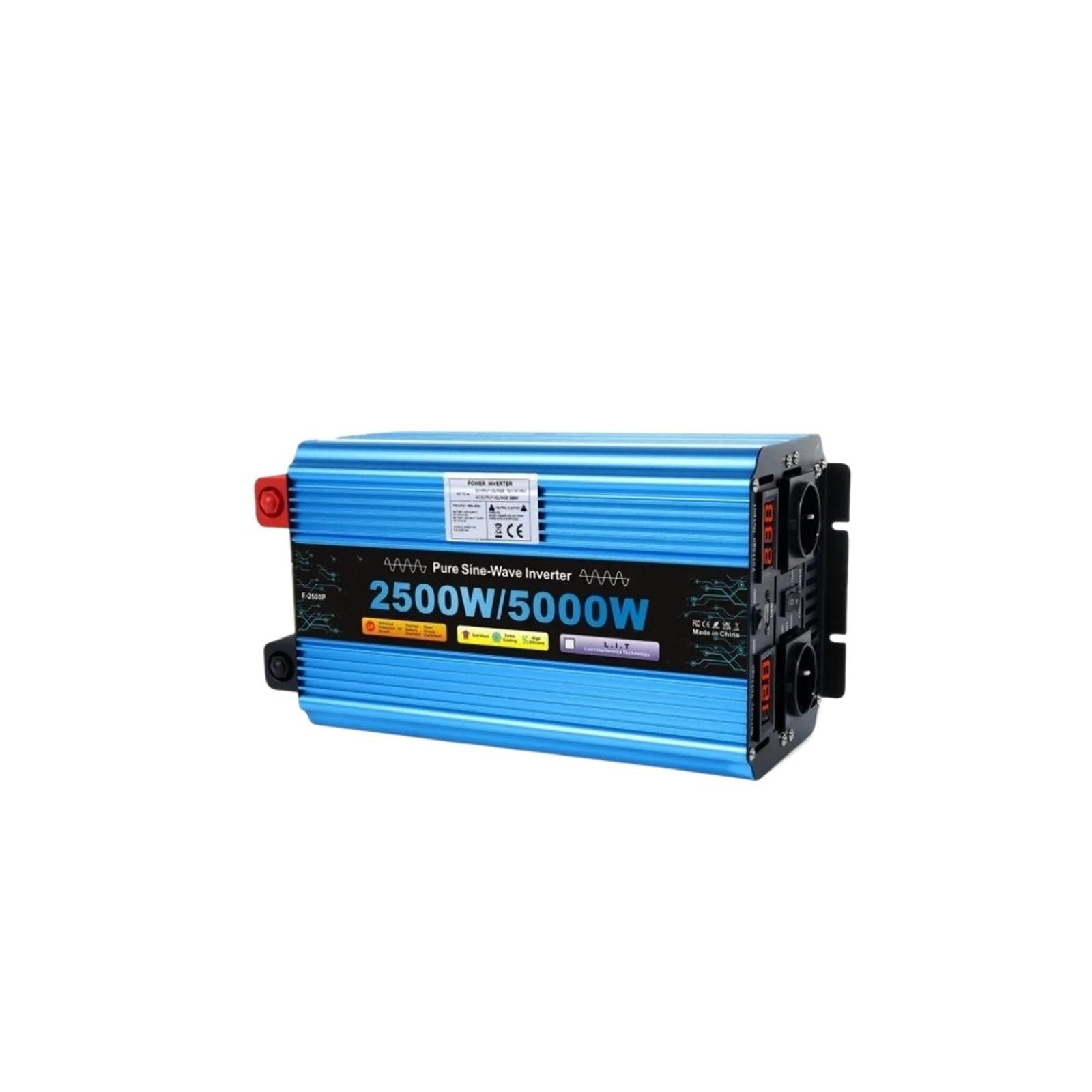 Convertidor Inversor Transformador Inversor Solar De Onda Sinusoidal Pura 5 KW/6 KW/7 KW/8 KW Convertidor Voltaje 12 V/24 V A 220 V Pantalla LED Toma USB Dual(DC12V,5000W EU)
